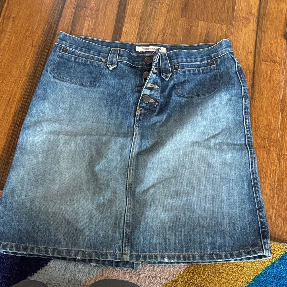 Abercrombie & Fitch Blue Denim A-Line Skirt